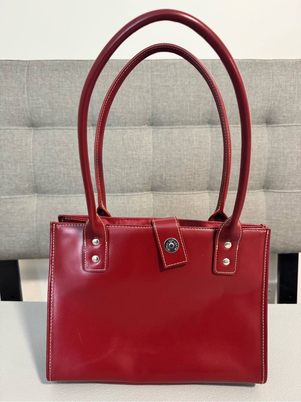 Wilsons Leather Red Patent Tote Shoulder Bag Satchel - Picture 2 of 16